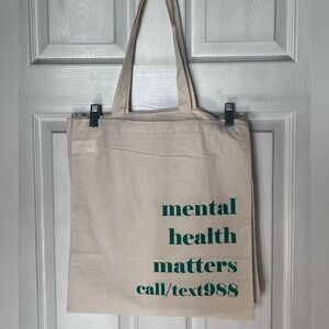 Canvas Tote Bag with Green Text